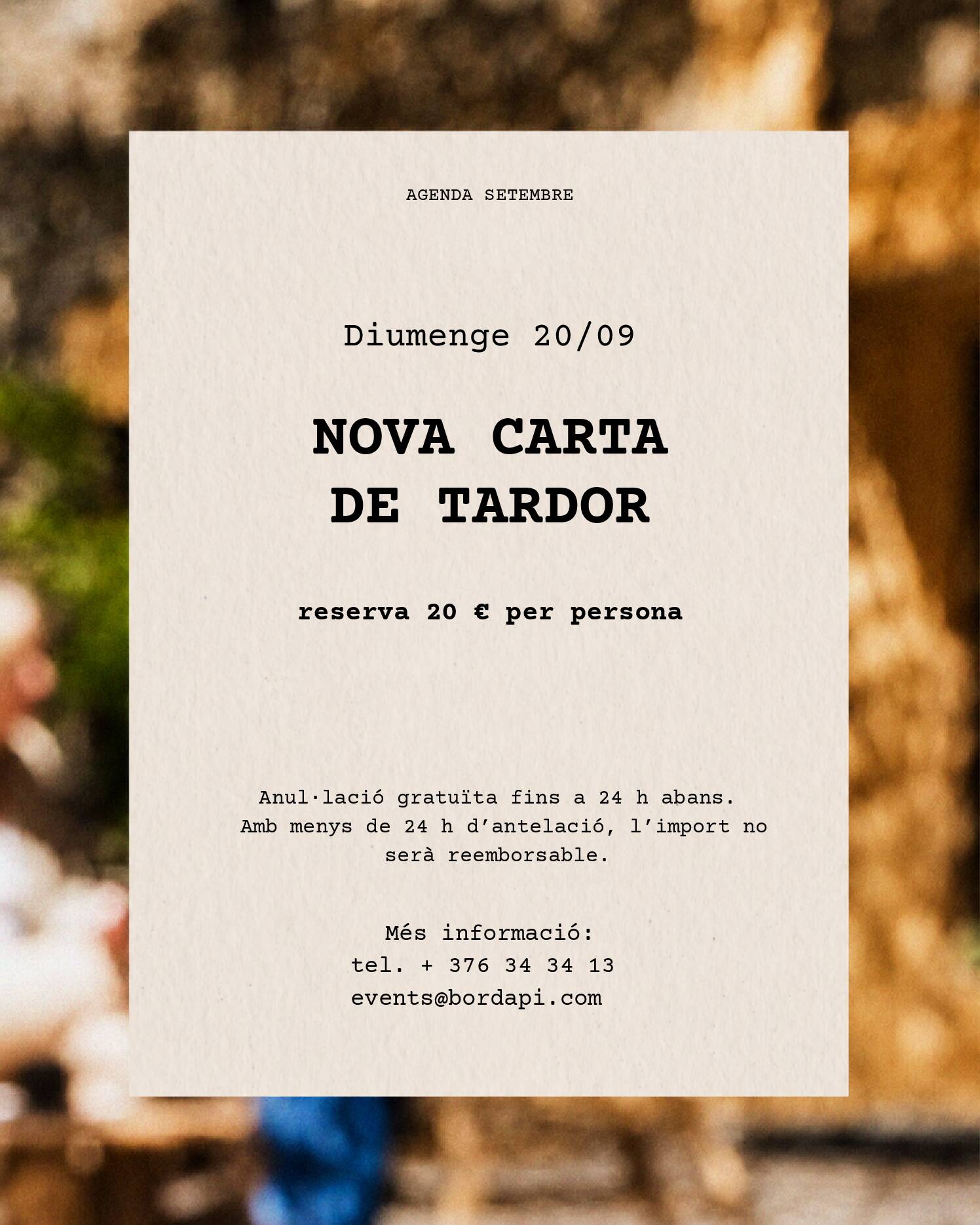 CARTA TARDOR | 20/09/26 | Adult